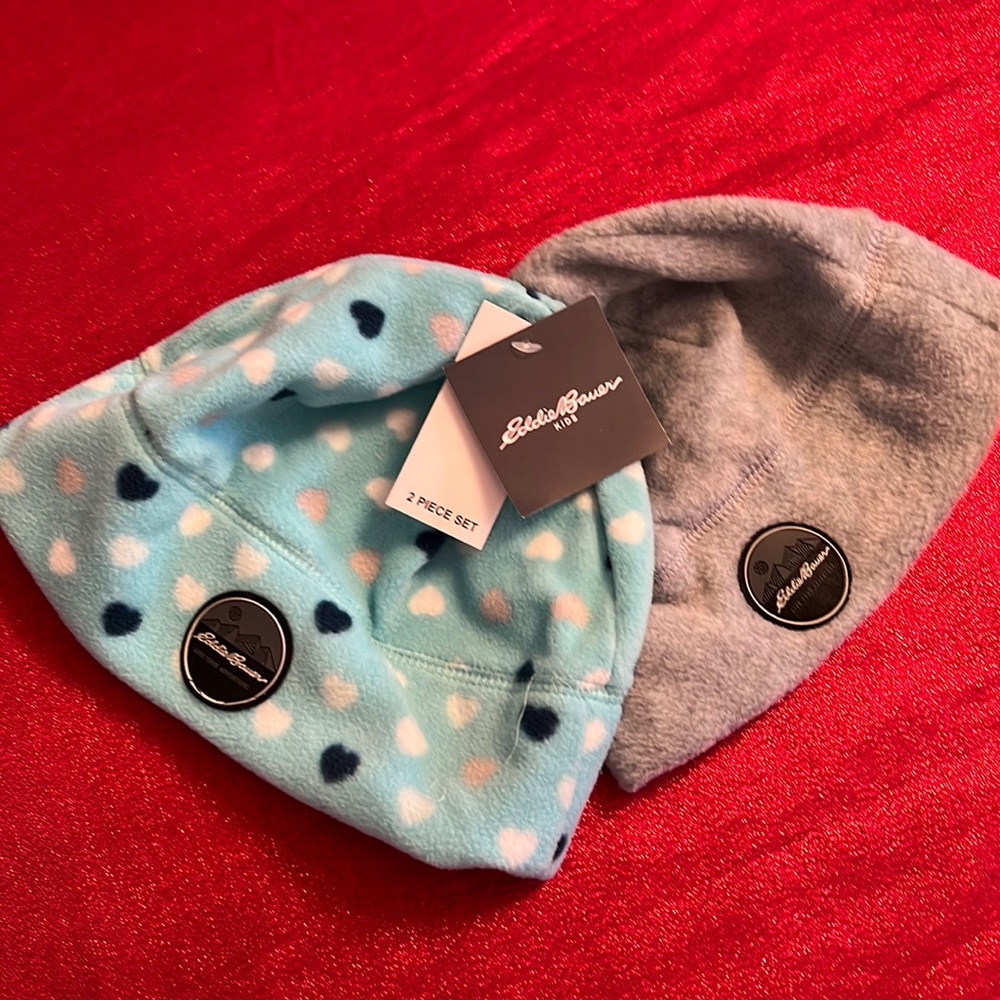 EDDIE BAUER 2 GIRKS FLEECE WINTER HATS SIZE M/L